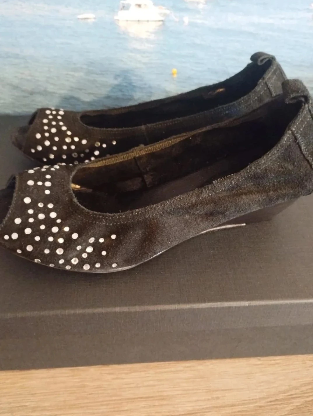Zwarte hakken met glitter, open voorkant, Reqins, P38 – photo 5